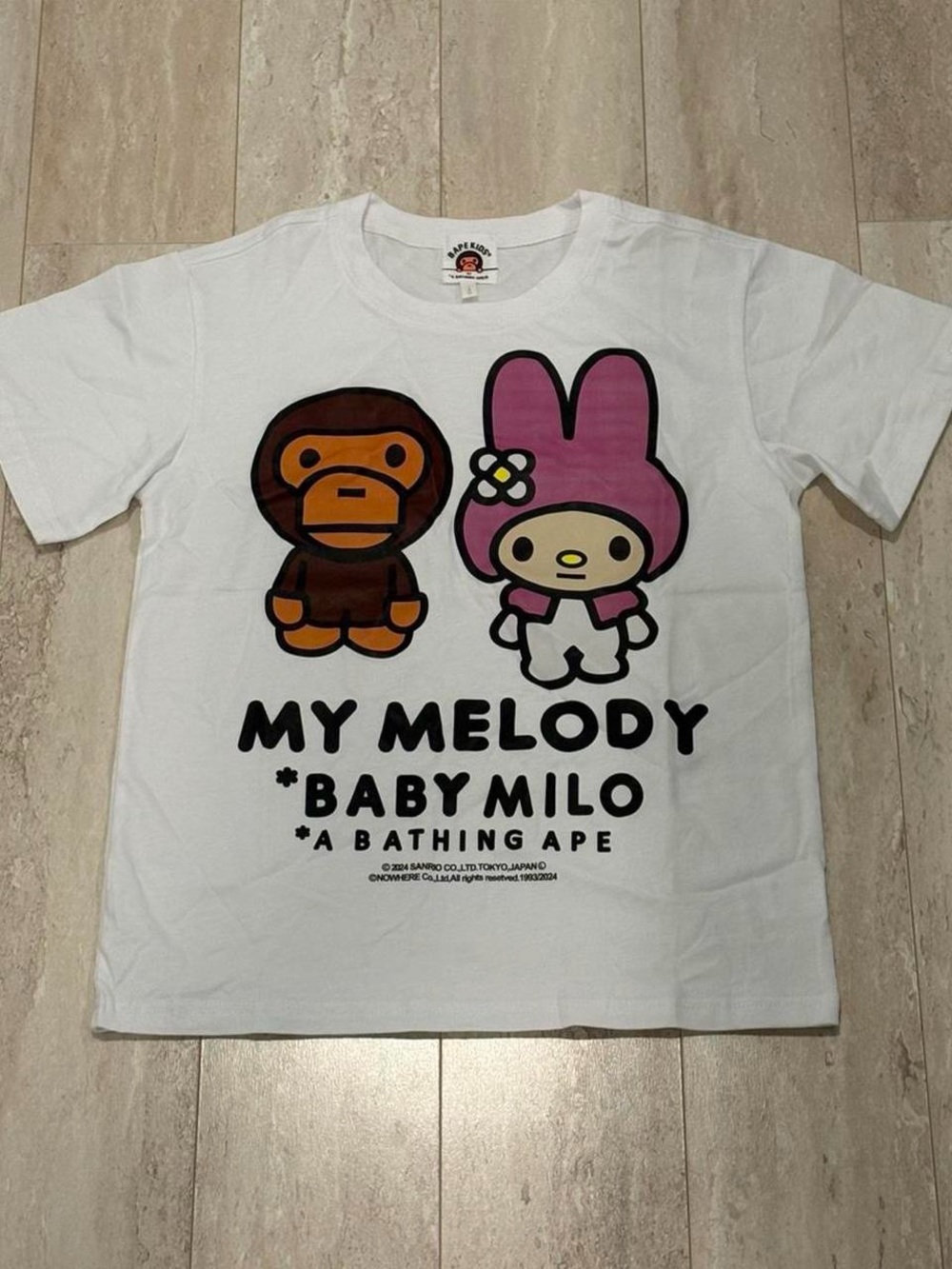A Bathing Ape Kids My Melody x Baby Milo White Graphic Tee